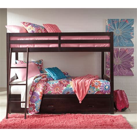 Signature Design by Ashley Halanton Solid Pine Twin/Twin Bunk Bed w/ Under Bed Storage ...