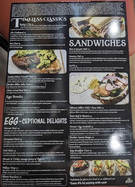 Menu at Brothers Brunch House restaurant, Burton