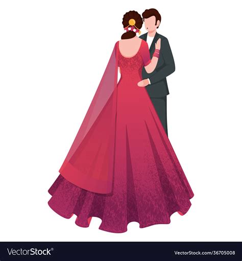 Indian romantic couple character in standing pose Vector Image