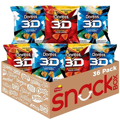 Doritos 3D Crunch 2 Flavor Variety Pack, 0.625 oz Bags, 36 Count ...