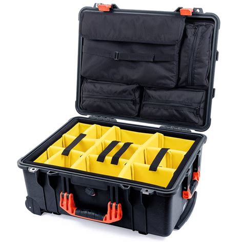 Pelican 1560 Case, Black with Orange Handles & Latches - ColorCase