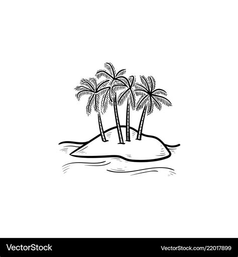 Island with palm trees hand drawn outline doodle Vector Image