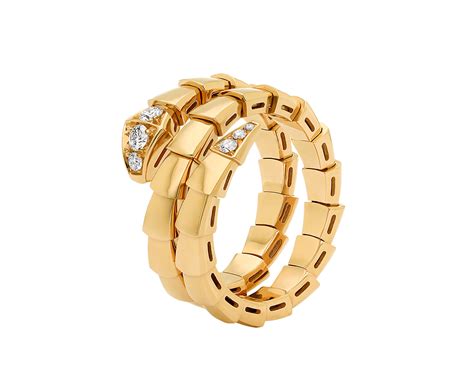 Yellow gold Serpenti Viper Ring with 0.1 ct Diamonds | Bulgari Official ...