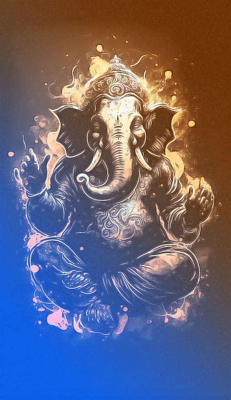 INDIAN GOD Ganesha art illustration painting modern artwork Aesthetic ...