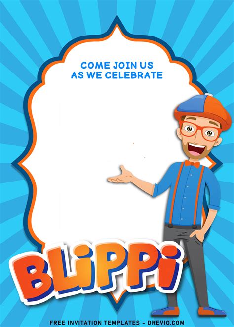 Free Printable Blippi Birthday Invitations