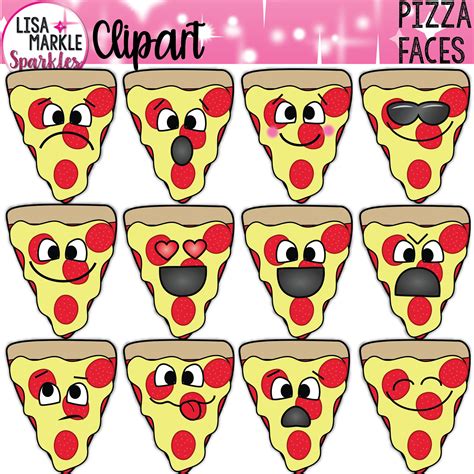 Emoji Emotion Pizza Face Clipart for Pizza Behavior Chart | Etsy