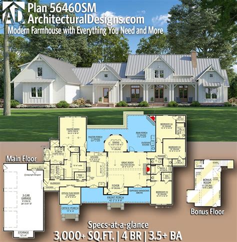 Plan 56460SM: Modern Farmhouse with Everything You Need and More | House plans farmhouse, Family ...