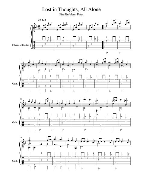 Lost in Thoughts, All Alone Sheet music for Guitar | Download free in PDF or MIDI | Musescore.com