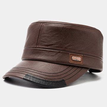 Men's Leather Flat Hat With Color Matching Hat Warm Hats en 2020 | Casquette homme mode ...