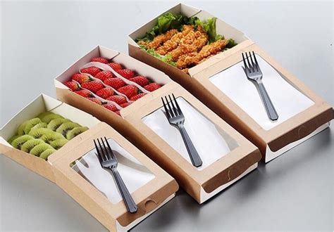 Kraft paper takeaway salad lunch box with customized size,disposable take away kraft paper lunch ...