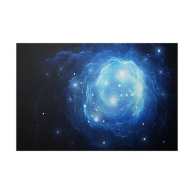 Plakat Blue Space Nebula (Alle kunstelementer lavet af mig) - PIXERS.DK