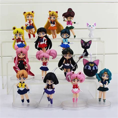 4 Styles 4pcs/set Sailor Moon Figure Tsukino Usagi Sailor Moon Mars ...