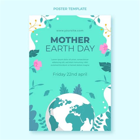 Free Vector | Flat earth day vertical poster template