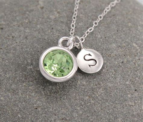 August Birthstone Necklace Peridot Jewelry Initial Necklace | Etsy | August birthstone necklace ...