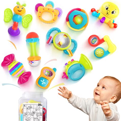 iPlay iLearn 10pcs Baby Rattles Toys Set Infant Grab N Shake Rattle ...