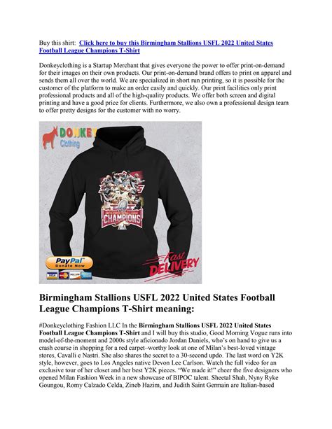 Birmingham Stallions USFL 2022 United States Football League Champions ...