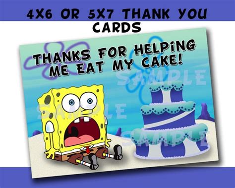 Spongebob Squarepants Thank You Cards Spongebob Thank You