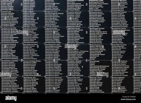 Names of genocide victims at the Kigali Memorial Centre at Kigali ...