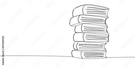 Stack of big books, textbooks, encyclopedias one line art. Continuous line drawing of book ...