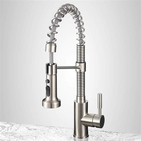 Kitchen Faucets Lead-Free Commercial Solid Brass Single Handle Single Lever Pull Down Sprayer ...