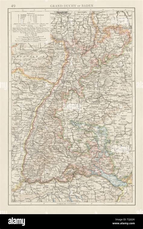 Grand-Duchy of Baden. THE TIMES 1900 old antique vintage map plan chart Stock Photo - Alamy