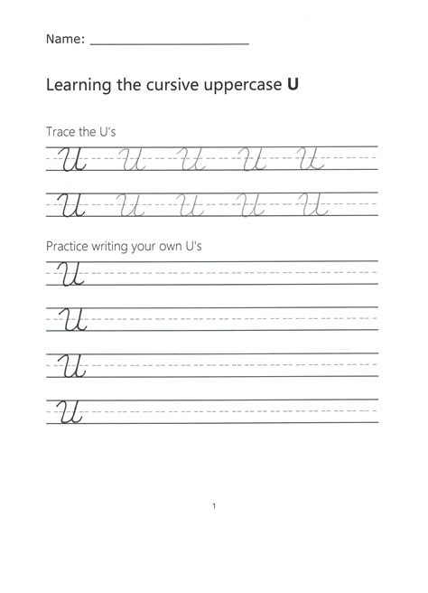 Cursive U – How to Write a Capital U in Cursive