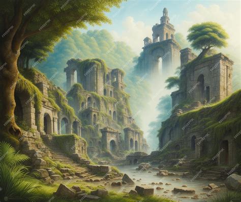 Premium AI Image | A painting of a castle with a waterfall in the ...