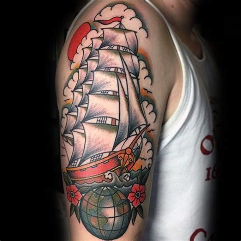 80 Globe Tattoo Designs For Men - Traveler Ink Ideas | Globe tattoos, Tattoo designs men, Arm ...