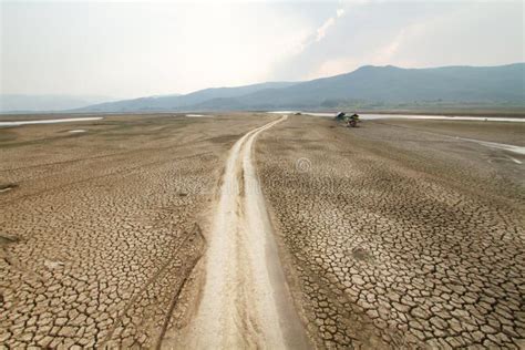 Landscape of Dry Land Climate Change and Drought Concept. Stock Image ...