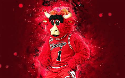 Benny the Bull mascot, Chicago Bulls, basketball, abstract art, NBA ...