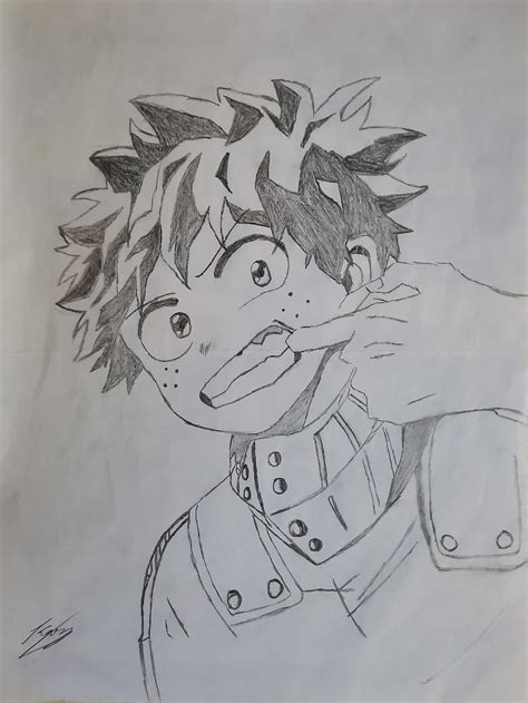 Here's my sketch of Izuku Midoriya (Deku) : r/BokuNoHeroAcademia