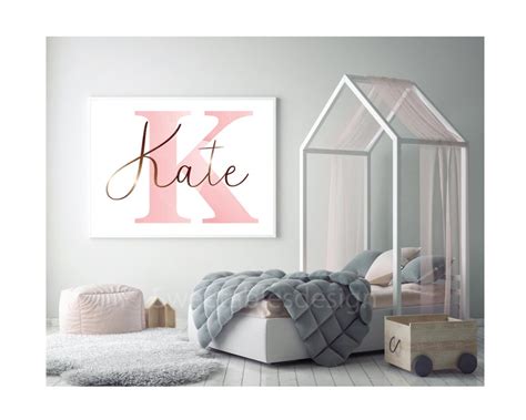 Kate Name Print Pink and Gold Letters Pink Nursery Baby - Etsy