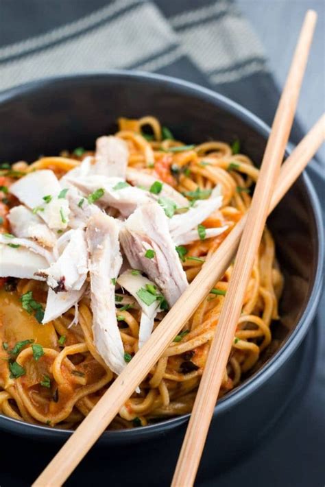 Thai Curry Noodles with Chicken - Comfort food in a bowl!