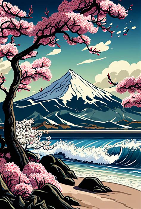 Wall Art Print | Cherry Blossom in Japan - The Wave | Abposters.com