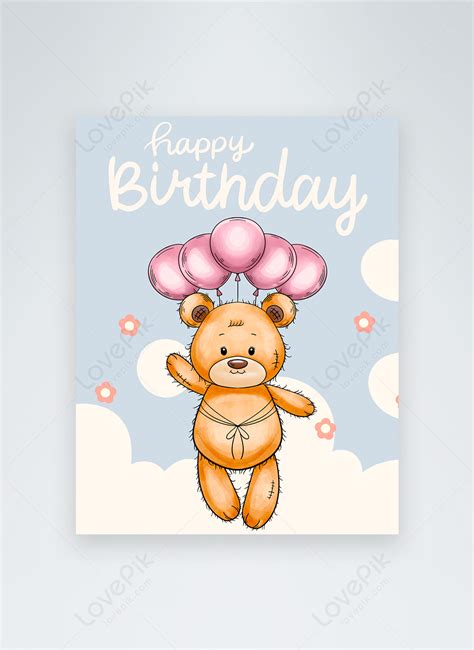 Birthday bear cartoon greeting card template image_picture free ...