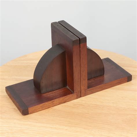 2 wood bookends / wooden bookends|| Brown wood bookends || Vintage wood ...