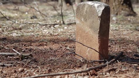 Historic Civil War Graveyard In Winter - Single Unmarked Grave In Woods ...