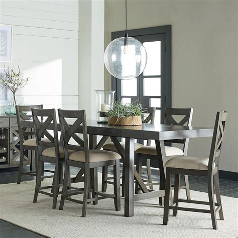Standard Furniture Omaha Grey Counter Height 7-Piece Dining Room Table Set | Dunk & Bright ...