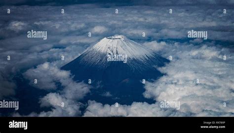 Mount Fuji, peak above the clouds Stock Photo - Alamy