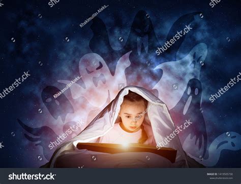 Enthusiastic Little Girl Reading Book Bed Stock Photo (Edit Now) 1419505730