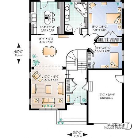 the floor plan for a two story house with an attached garage and living ...