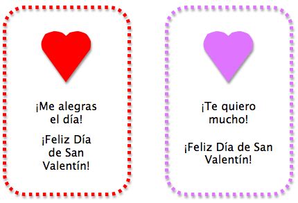 Simple printable Spanish Valentine's Day cards - Spanish Playground