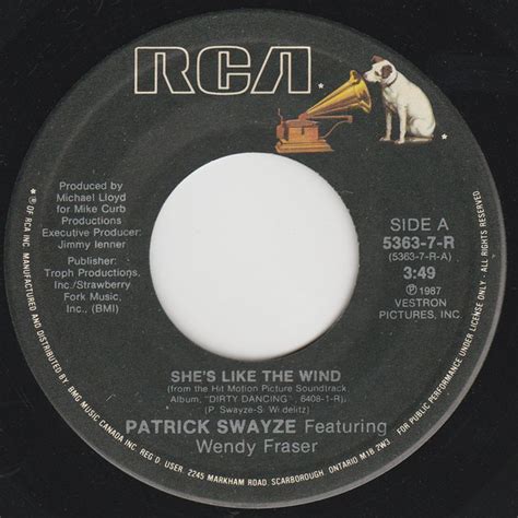 Patrick Swayze Featuring Wendy Fraser – She's Like The Wind (1987 ...