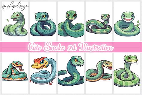 Cute Snake 2d Illustration Graphic by FonShopDesign · Creative Fabrica