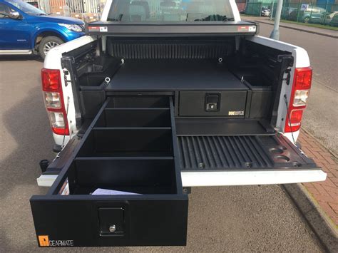 Ford Ranger fitted with #gearmate 226MM Twin Drawers, Infill Pods and Tailgate Gap Flap. #fo ...