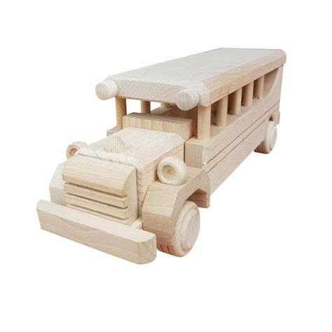 Wooden Toy Bus Made of Natural Beech Wood - Wooden Stock