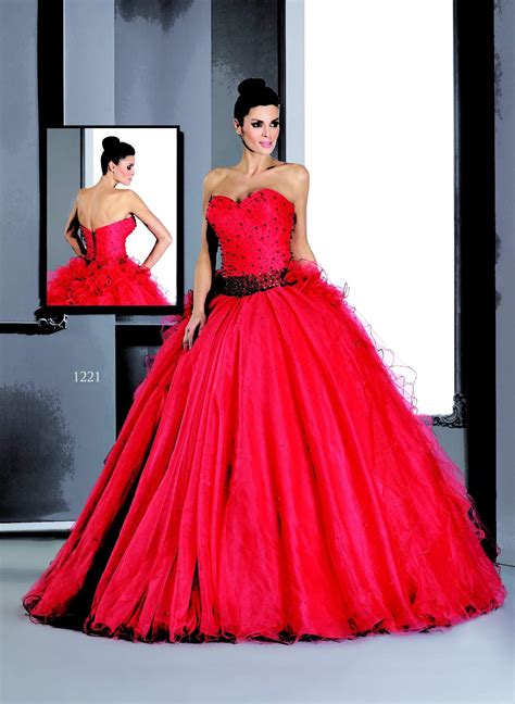 Style T1221 Strapless Red Ball Gowns – DARIUS COUTURE