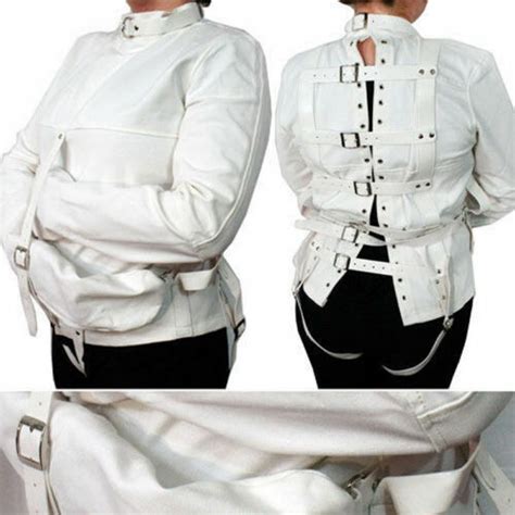 White Asylum Straight Jacket Costume S/M L/XL BODY HARNESS Restraint Armbinder | eBay