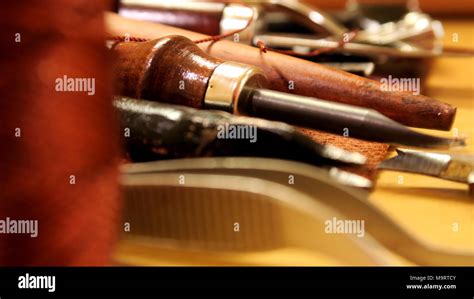 Leather crafting tools Stock Photo - Alamy