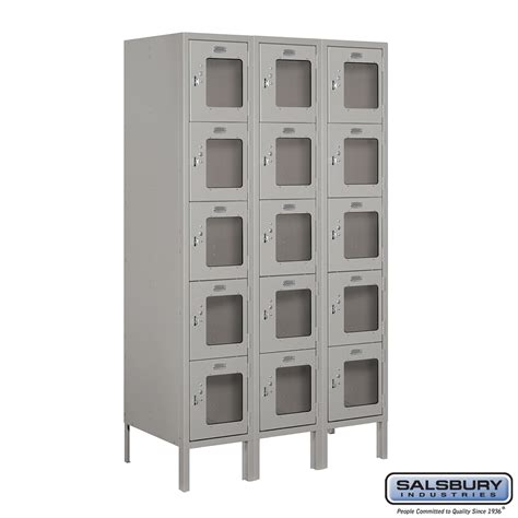 12" Wide Five Tier Box Style See-Through Metal Locker - 3 Wide - 5 Feet ...